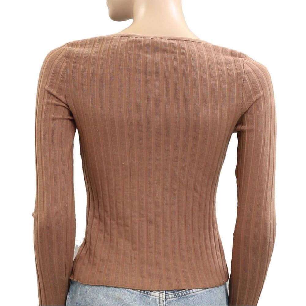 Free People Tilly Long-Sleeve Cardi Blouse Top Knit Ribbed Buttondown XS 281480 - Picture 11 of 16